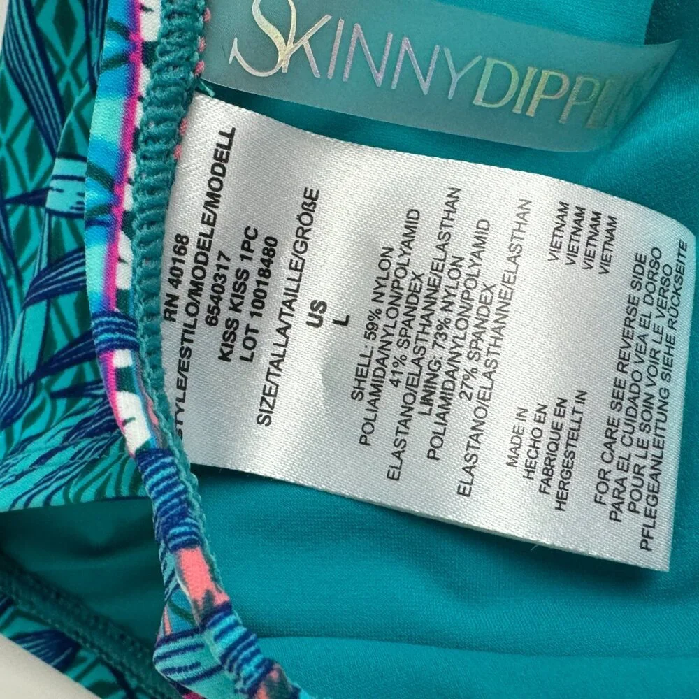 NWT Skinny Dippers Mojito Kiss Kiss Soft Cup One Piece Swimsuit Size L - Picture 14 of 16